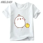 Детская футболка с мультфильм моланг и Piupiu летняя футболка для маленьких мальчиков и девочек забавная одежда с милым кроликом