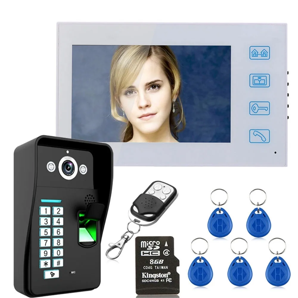 Домашняя безопасность 7 &quotHD Запись Распознавание отпечатков пальцев RFID пароль