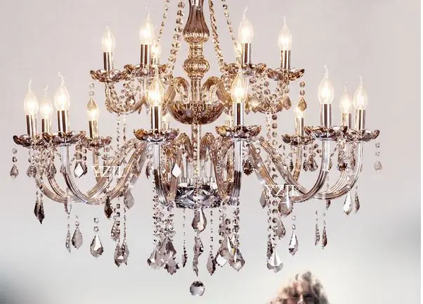 Smoke grey chandelier light crystal luxury living room bedroom dining upscale lighting | Освещение