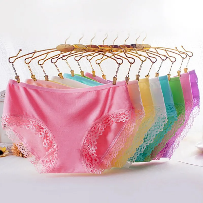 Трусы женские эластичные из модала и хлопка пикантное кружевное нижнее белье для