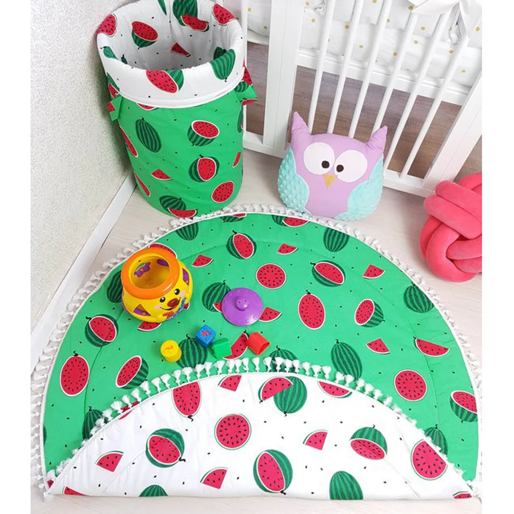 Детский двусторонний Коврик для ползания 90 см Экологичный коврик защиты от