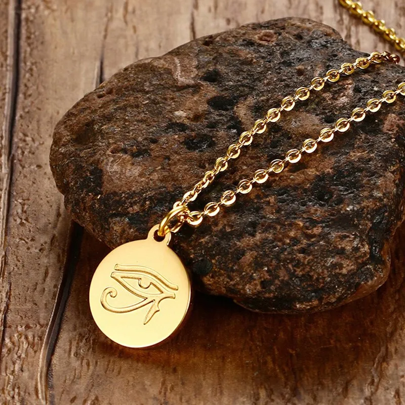 

Womens Ancient Egyptian Eye of Horus Pendant Necklace Stainless Steel Jewelry 20 inch Chain