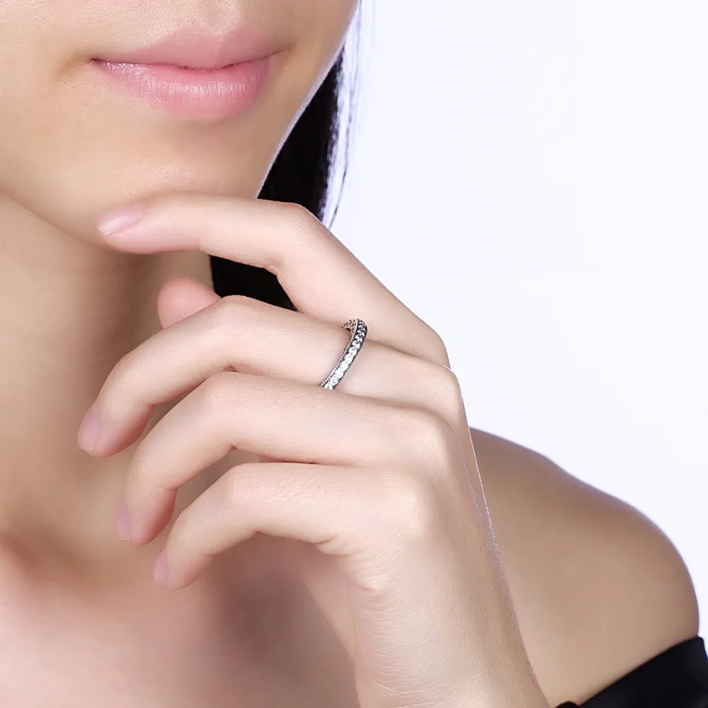 Seanuo микро проложили кубического циркония 100% стерлингового серебра 925 Круглый