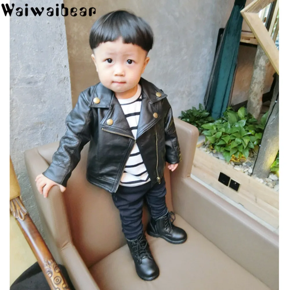 Куртка из искусственной кожи для мальчиков и девочек модная ветровка короткое