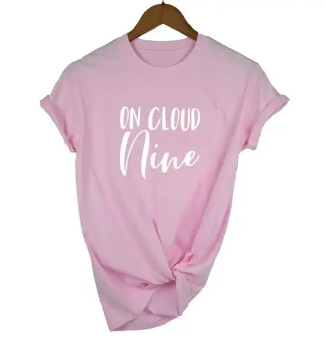 Женская футболка с коротким рукавом OKOUFEN Повседневная принтом Wine Bachelorette Party On Cloud