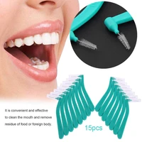 15pcs l shape tooth interdental brush oral care cleaning orthodontic brush 1 0 1 2 green adults oral hygiene tools accessories