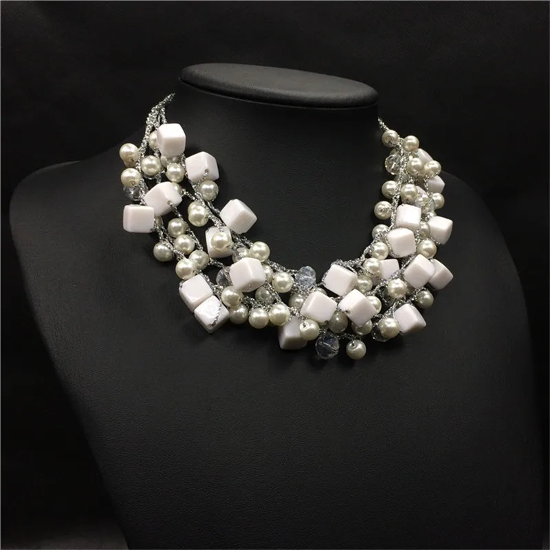 Fashion Chokers Necklaces For Women Geometric Acrylic Pearl Necklace Party Jewelry Yaoxi YX90307 | Украшения и аксессуары