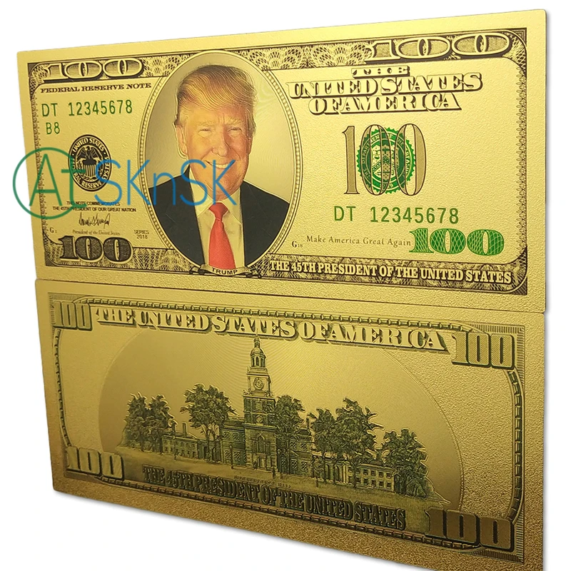 Оптовая продажа 100 шт./лот 45-й президент США Дональд Трамп цветные $100 доллар купюр