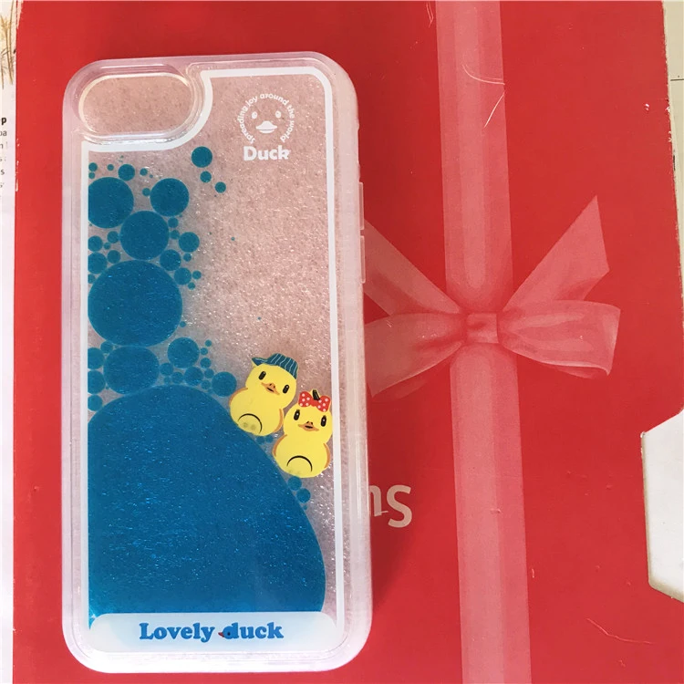 Струящаяся жидкость Милая желтая утка мягкие ТПУ чехлы для Samsung Galaxy S9 S10 Plus S10e iPhone