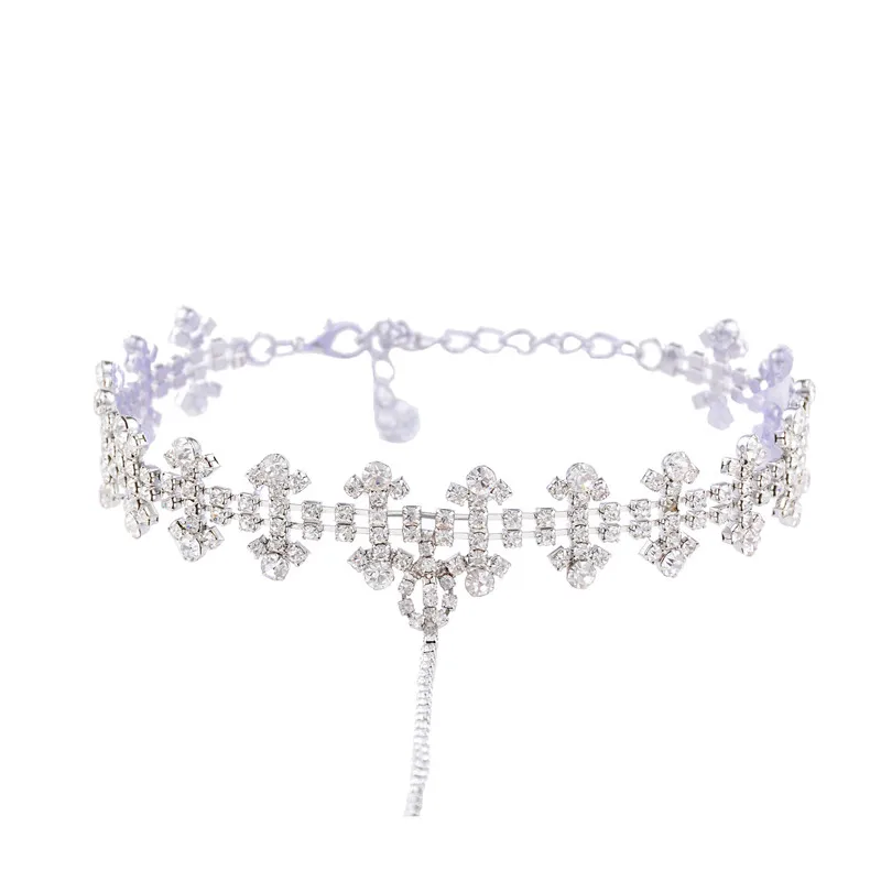 [JIMORE] Цветок Shaped Сияющий Rhinestone Себе Ожерелье Collares Mujer Долго Кисточкой женщин