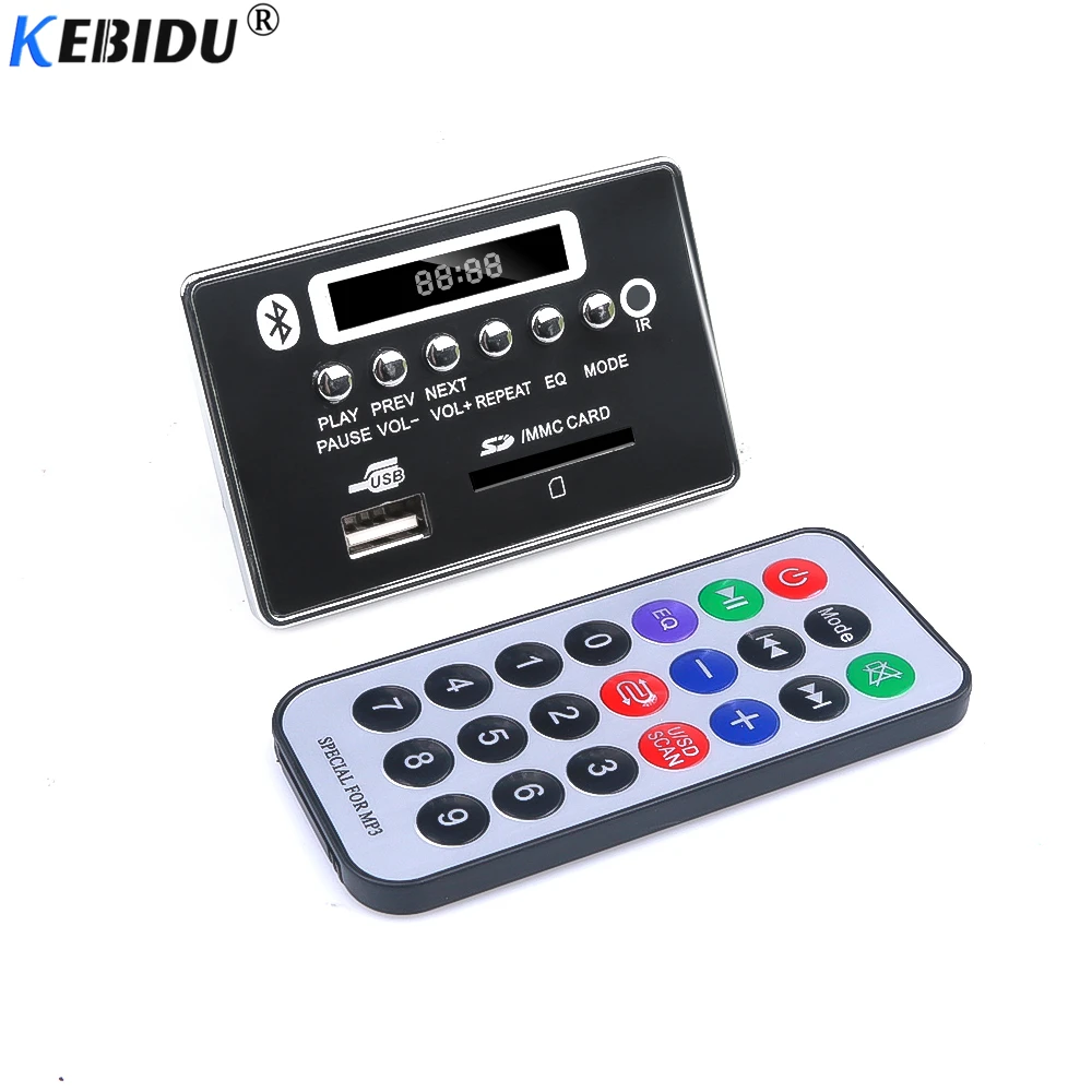 KEBIDU USB FM Aux Радио MP3 плеер встроенный Автомобильный Bluetooth Hands-free декодер плата