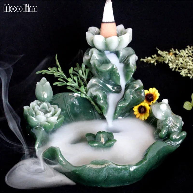 Creative Lotus Backflow Incense Burner Waterfall Incense Stick Holder Waterfall Censer Home Decoration