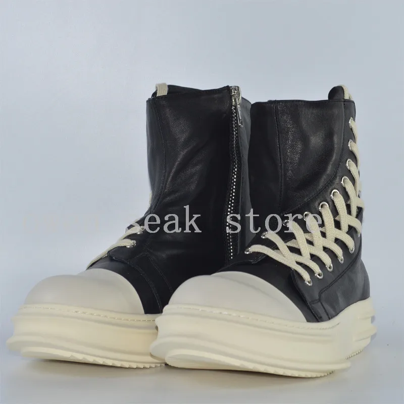 Мужские ботильоны из натуральной кожи на шнуровке молнии|shoes black|shoes menshoe man men |