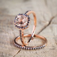 morganite set women wedding engagement gift ring party size 5 10 new fashion ring