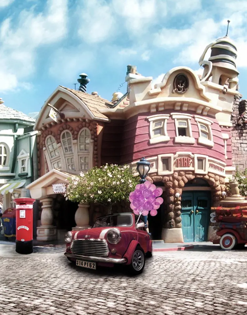 

5x7ft Castle Car Balloon Photography Backdrops Photo Props Studio Background