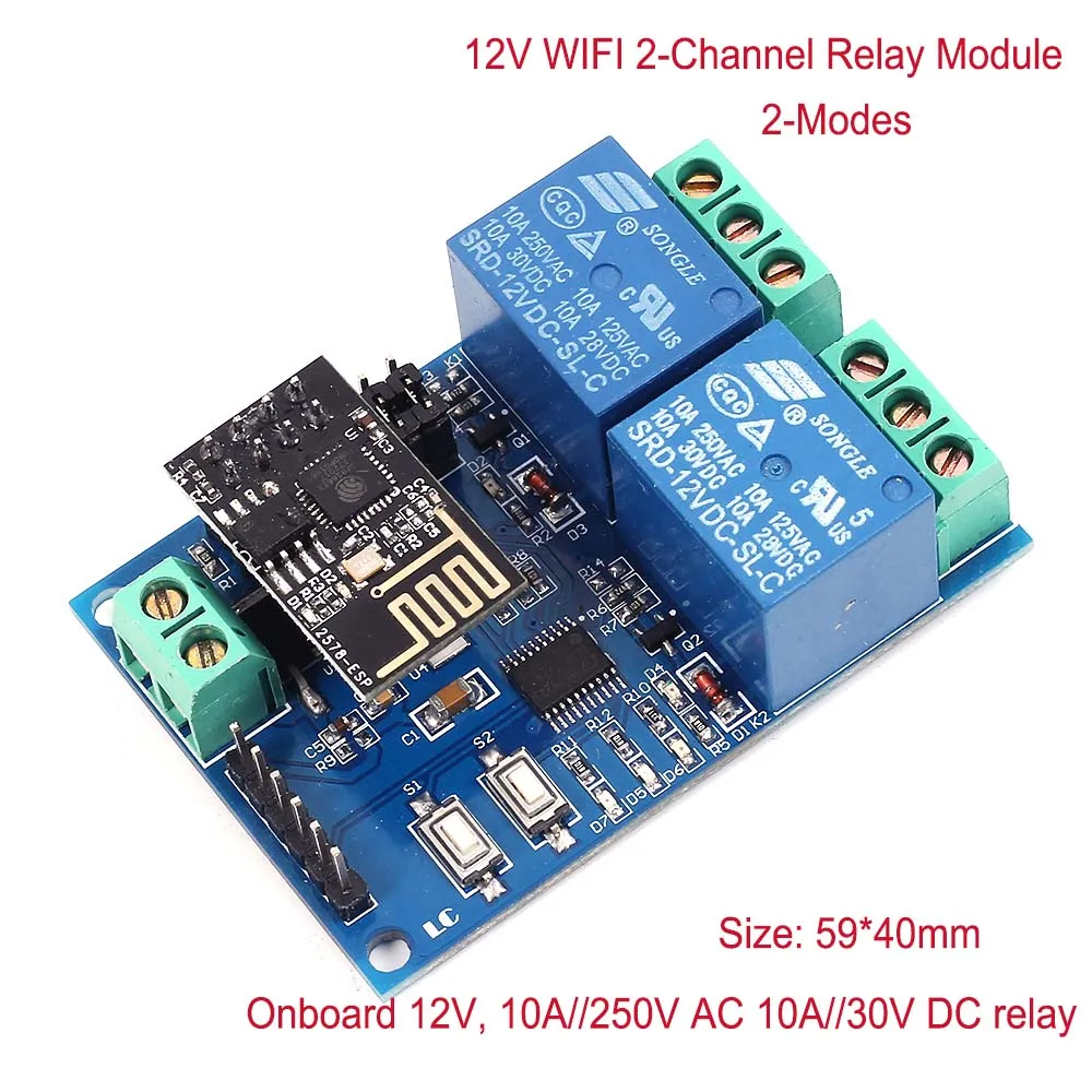 12V 2-Channel ESP8266 ESP-01 Wi-Fi модуль реле дистанционного Управление переключатель 1 2 4 канала 5V 12V для Умный дом IOT передача с помощью приложения на телефоне Управление; - Цвет: 12V 2-Channel