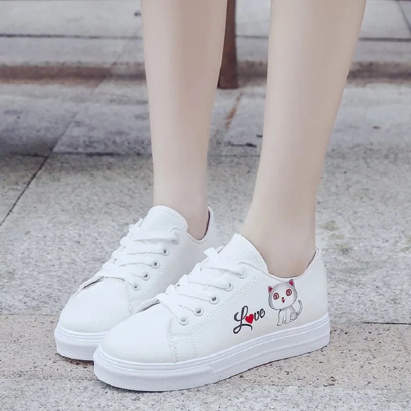 

Cresfimix women fashion comfortable autumn & winter white canvas shoes lady casual black cloth shoes cool street shoes b2872