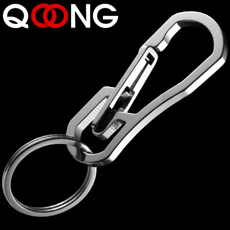 QOONG, высокое качество, металлический брелок для ключей, мужской брелок из нержавеющей стали, брелок для ключей, пряжка для ремня, брелок для автомобиля, Y02