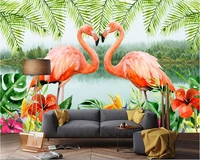 beibehang custom personalized three dimensional wallpaper flamingo modern minimalist nordic background papel de parede painting