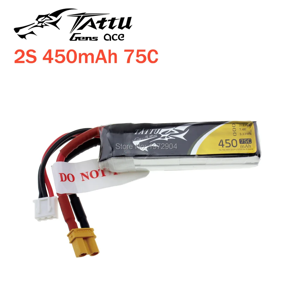Литий-полимерный аккумулятор TATTU 450 мАч 75C 2S 7 4 V 3S 11 1 4S 14 8 с XT30 разъемом Battey для RC FPV