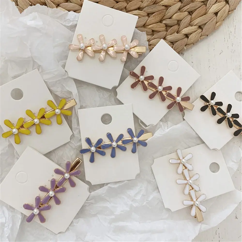 

1PC French Girl Pearl Flower Metal Hair Clip Hairpin Sweet Headwear For Women Hair Clips Barrettes Styling Tool Haiedress Access