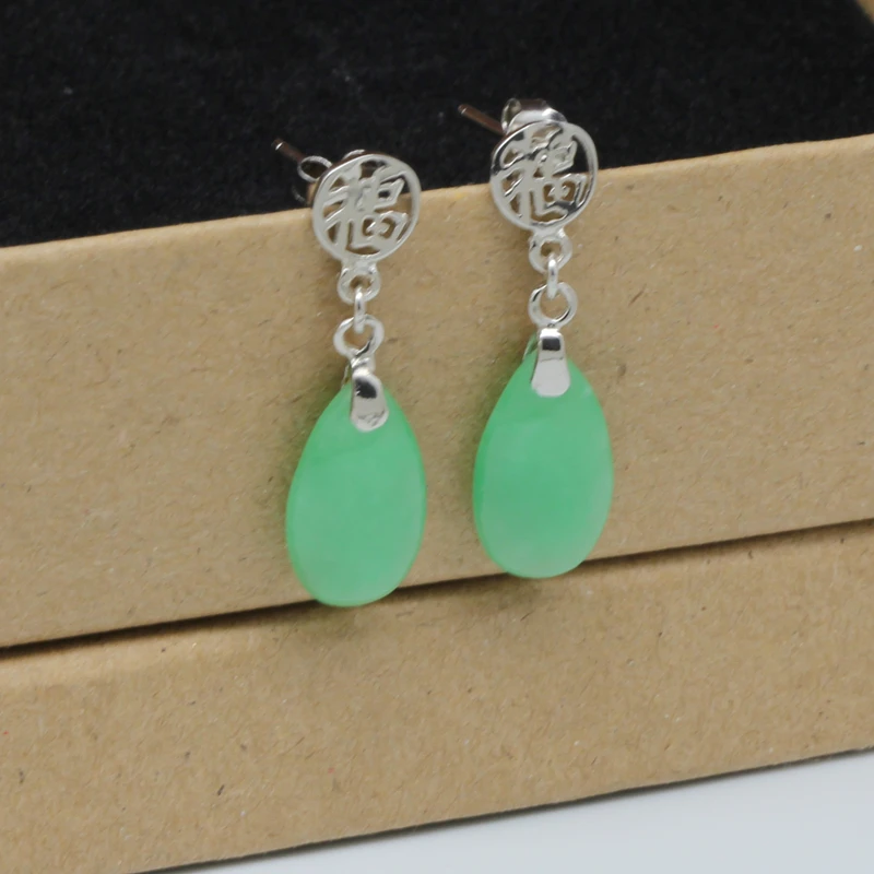 Женские серьги-подвески зеленого цвета из серебра 925 пробы | Украшения и