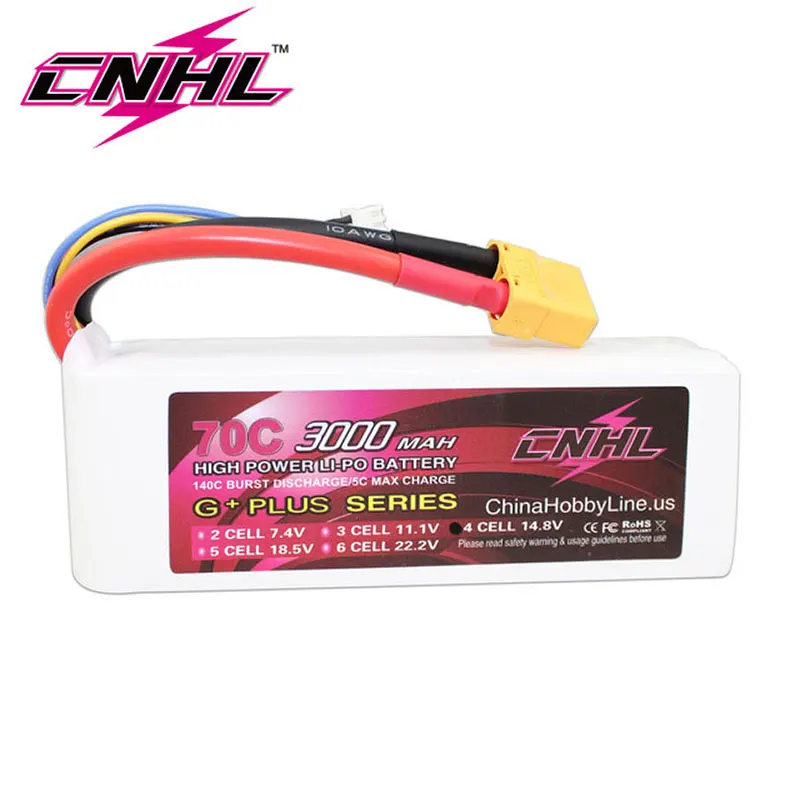 Аккумулятор CNHL Lipo 4S 14 8 в 3000 мАч 70C с разъемом XT90 G + PLUS для радиоуправляемого