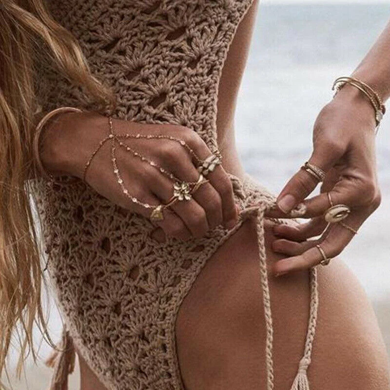 Женский трикотажный купальный костюм из хлопка с глубоким v-образным вырезом