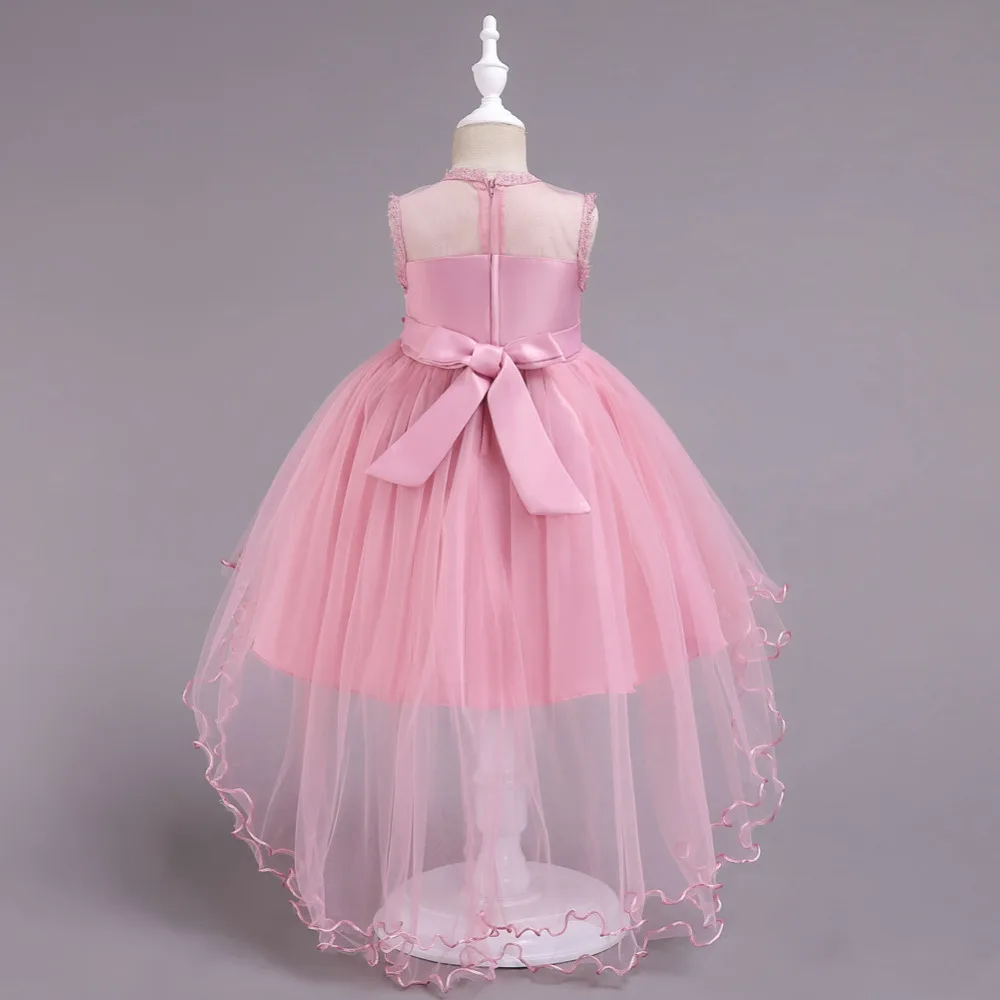 Girls Trailing Flowers Tulle Holiday Parties Asymmetrical Dress Wedding Birthday baby Girl Frocks For 8 10 12 14 16 Years | Детская