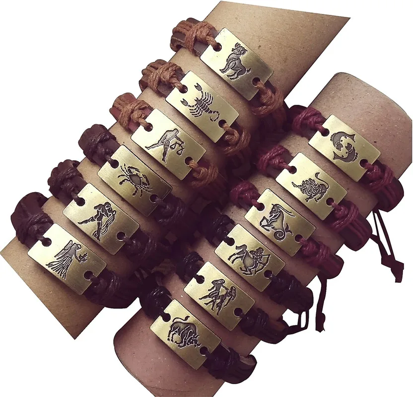 Гороскоп много 12 шт. Бесплатная доставка Регулируемая унисекс браслет подарки Fine