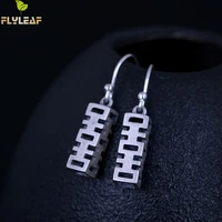 flyleaf lucky meaning chinese character dangle earrings for women 100 925 sterling silver vintage style jewelry