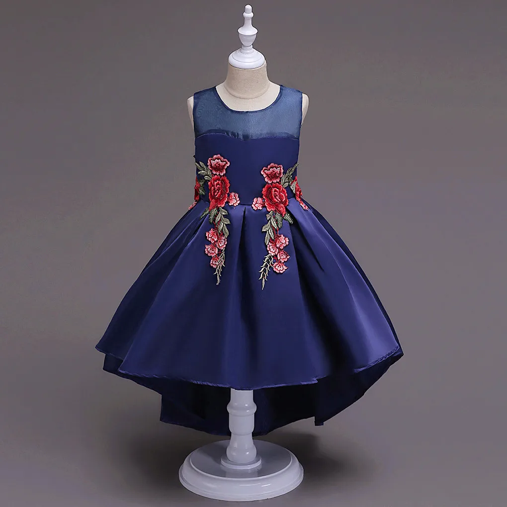 New 2019 Embroidered Dress Children's Wedding Clothing Trailing Princess Kids Dresses for Girls Floral Vestidos GDR483 | Детская