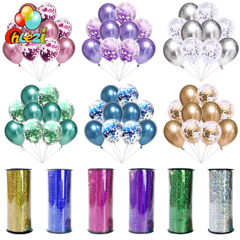

Хромированные Металлические золотые серебряные шары с конфетти, 10 шт., латексный гелиевый цвет, рождественские украшения для вечерние, детс...