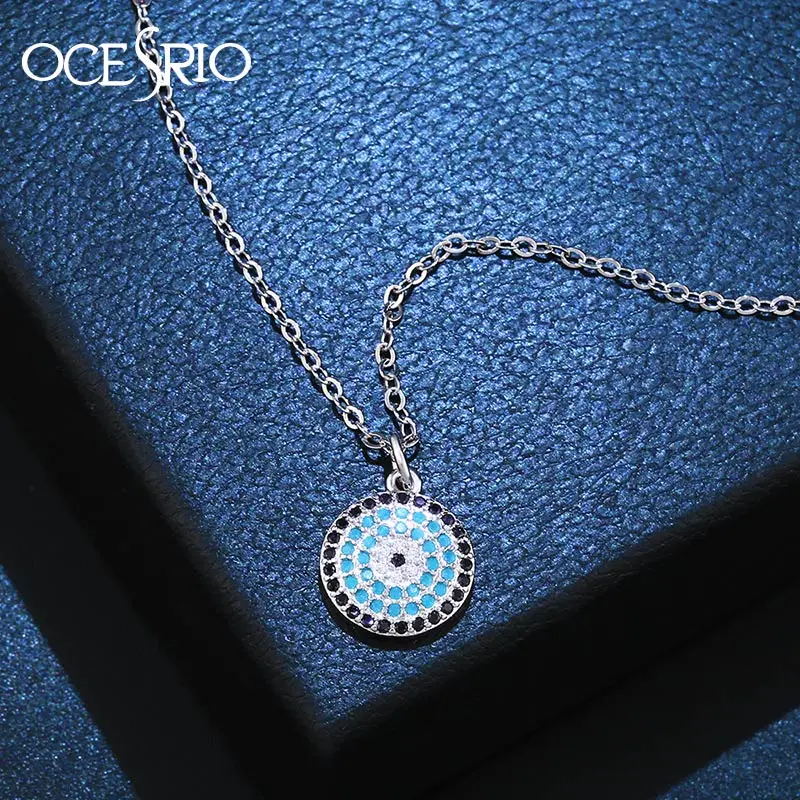 OCESRIO Blue Evil Eye Ожерелье Подвеска на золотой цепочке круглое женское золотое