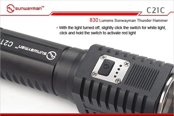 Фонарик SUNWAYMAN C21C светодиодный фонарик CREE XM L2 547 люменов 830 Громовой молот|flashlight cree