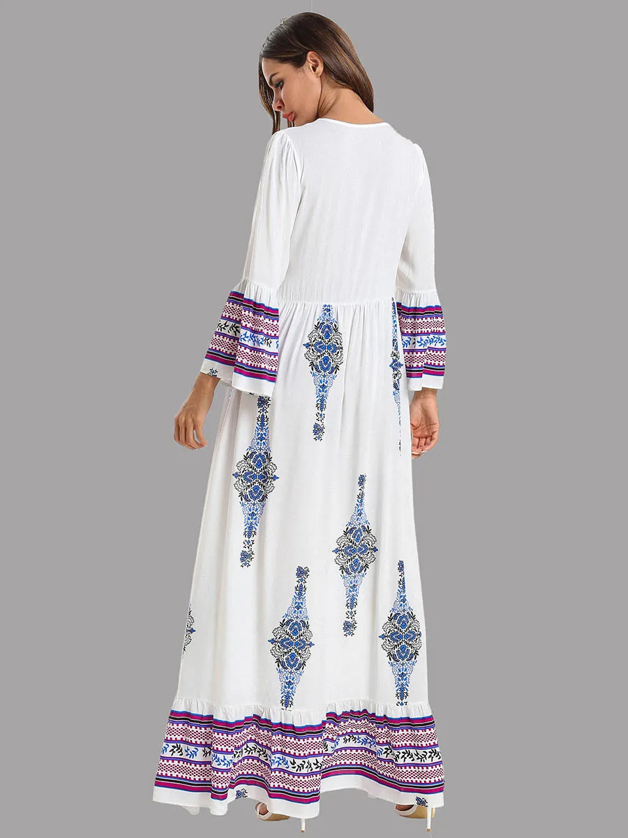 Модное женское мусульманское платье с длинными рукавами большие размеры для