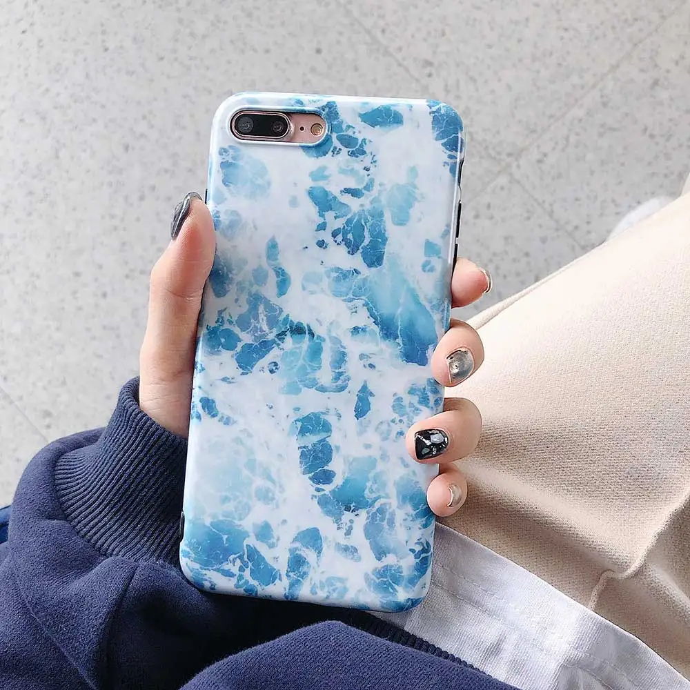 Boucho Light Blue Marble Phone Cases For iphone X Xs Max Xr Shell Luxury IMD Soft Cover 8 7 6 6s Plus Case Capa Coque |