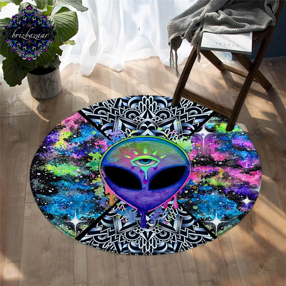 Напольный коврик Trippy Alien by Brizbazaar акварельный нескользящий круглый ковер коврики