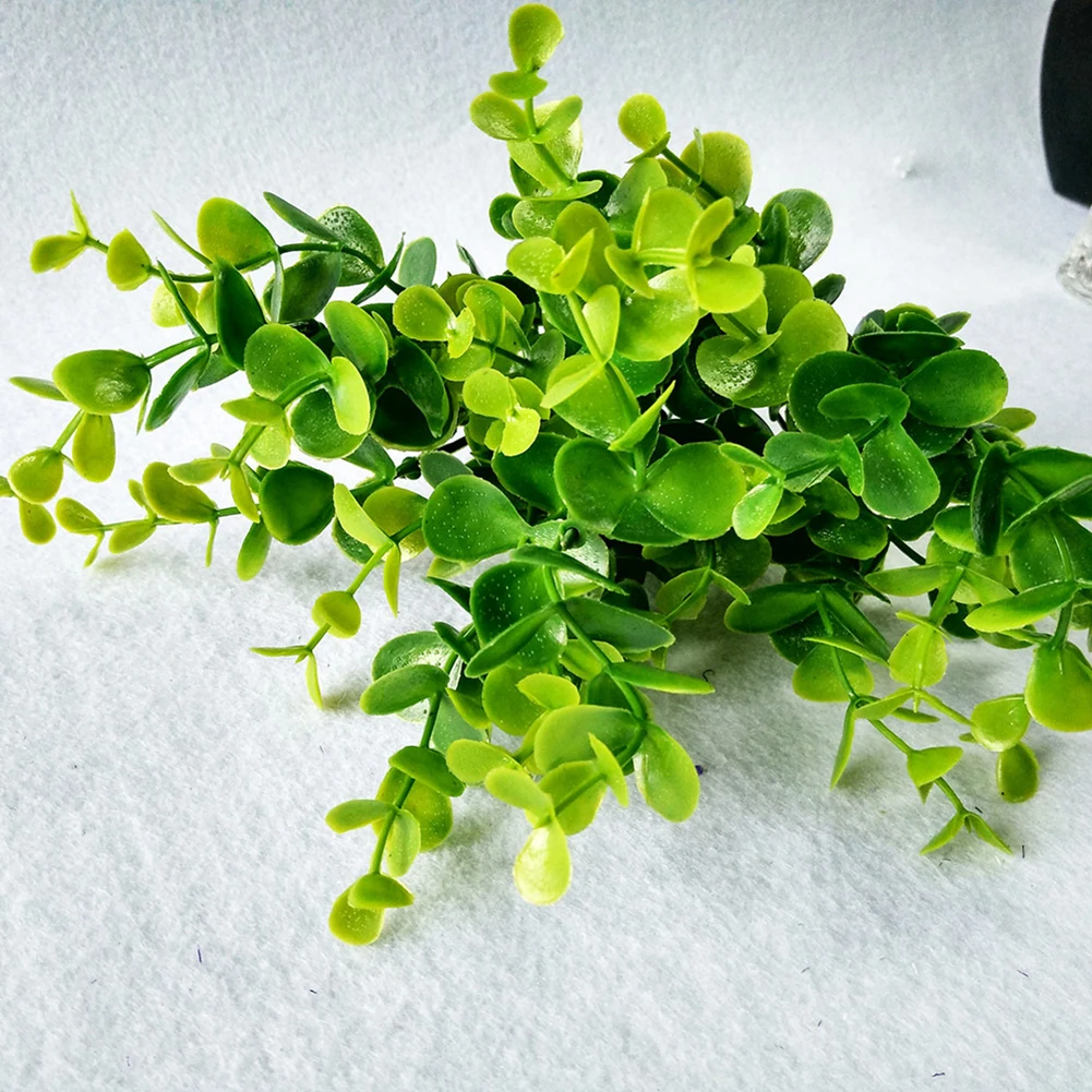 7Pcs artificial plant leaf plastic eucalyptus inserted potted flowers decorative green plants | Дом и сад