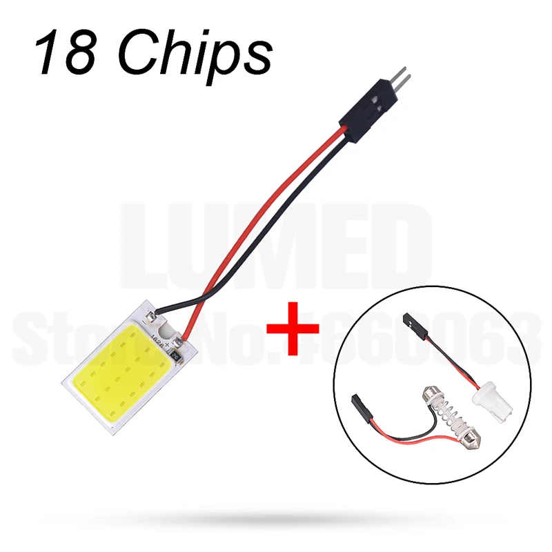 18 Chip 100 набор T10 светодиодный W5W C5W светодиодный автомобильный фонарь 18 24 36 48 чипов авто интерьерная купольная лампа для чтения фестон 2 адаптера - Испускаемый цвет: 18 Chip