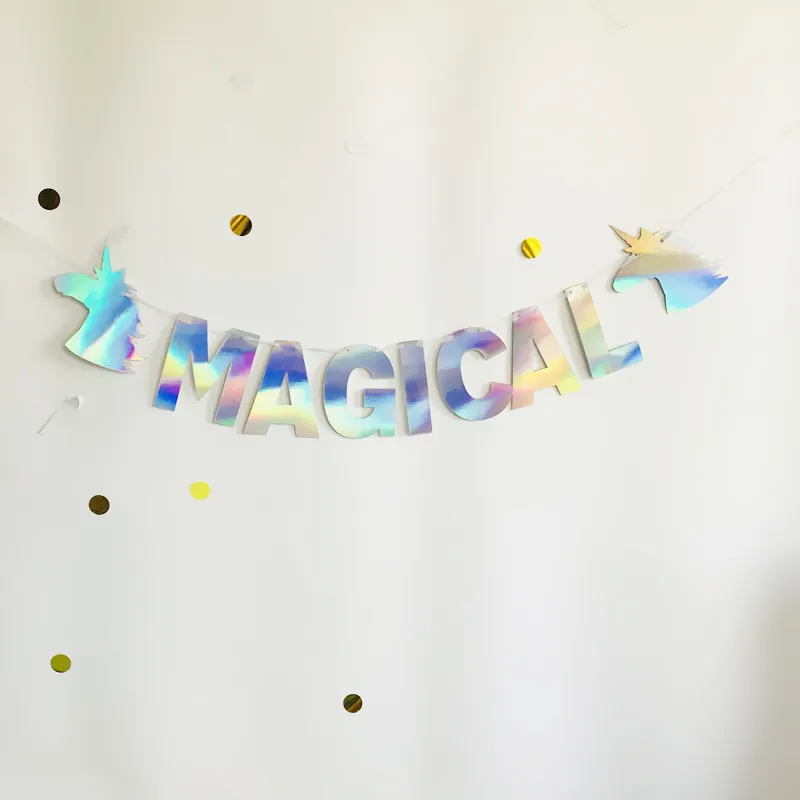 Красочные Волшебные единороги для дня рождения баннеры детского душа Единорог