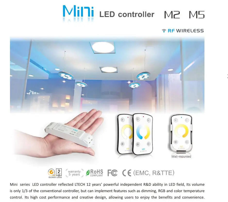 M3 3A DC12V/24 V Цвет Температура Регулируемый диммер мини контроллер + M5 RF Беспроводной
