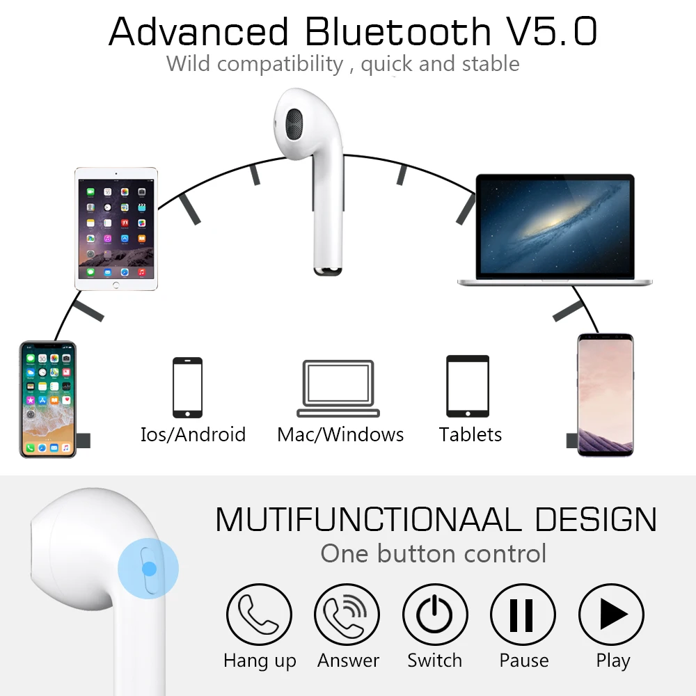 5.0 TWS Bluetooth Earphone Stereo Earbud Wireless Headphones With Charger Box Mic Sports Headsets For iPhone Smart Mobile Phone |