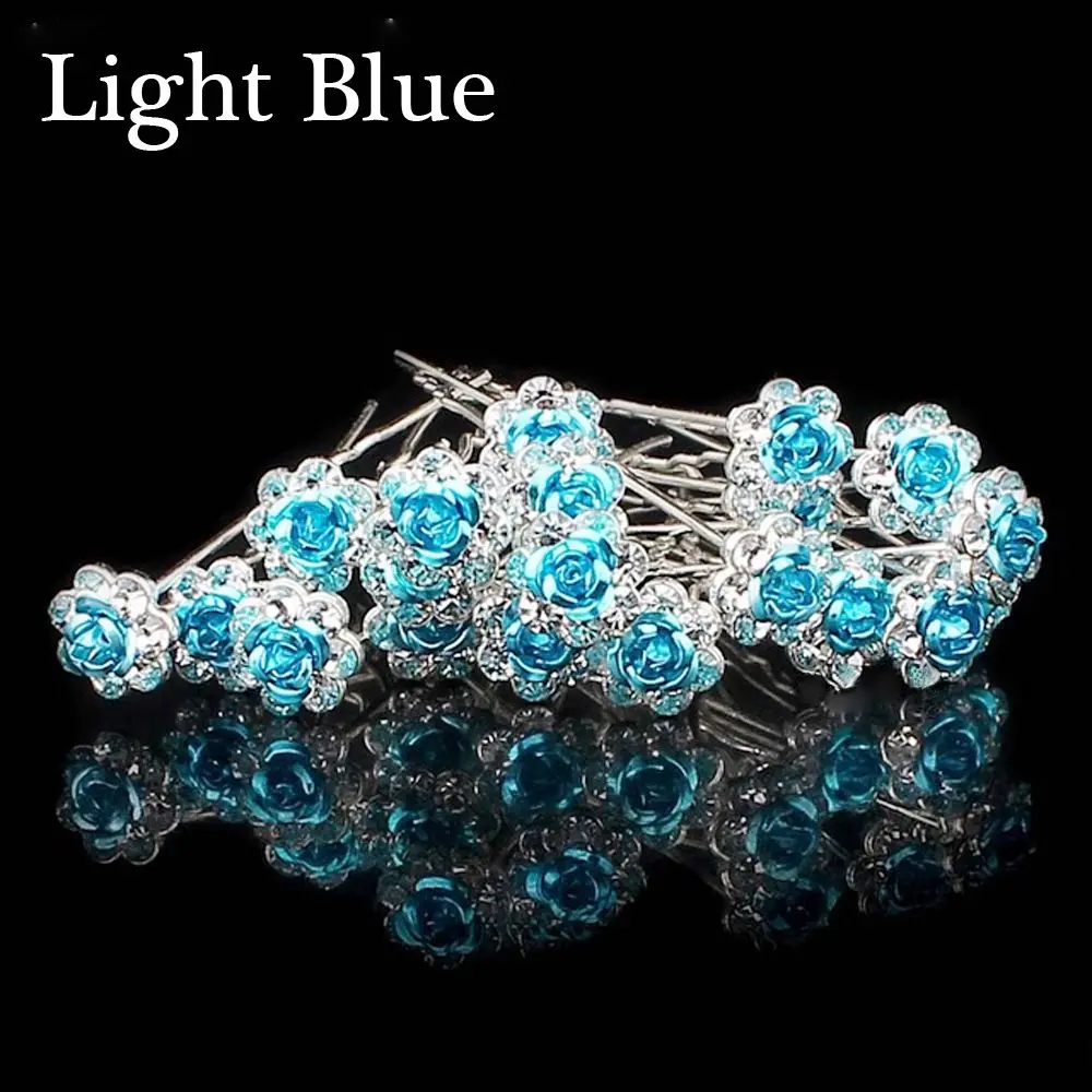 Заколки для волос с розовыми цветами свадебные стразы аксессуары 20 шт./упак. |