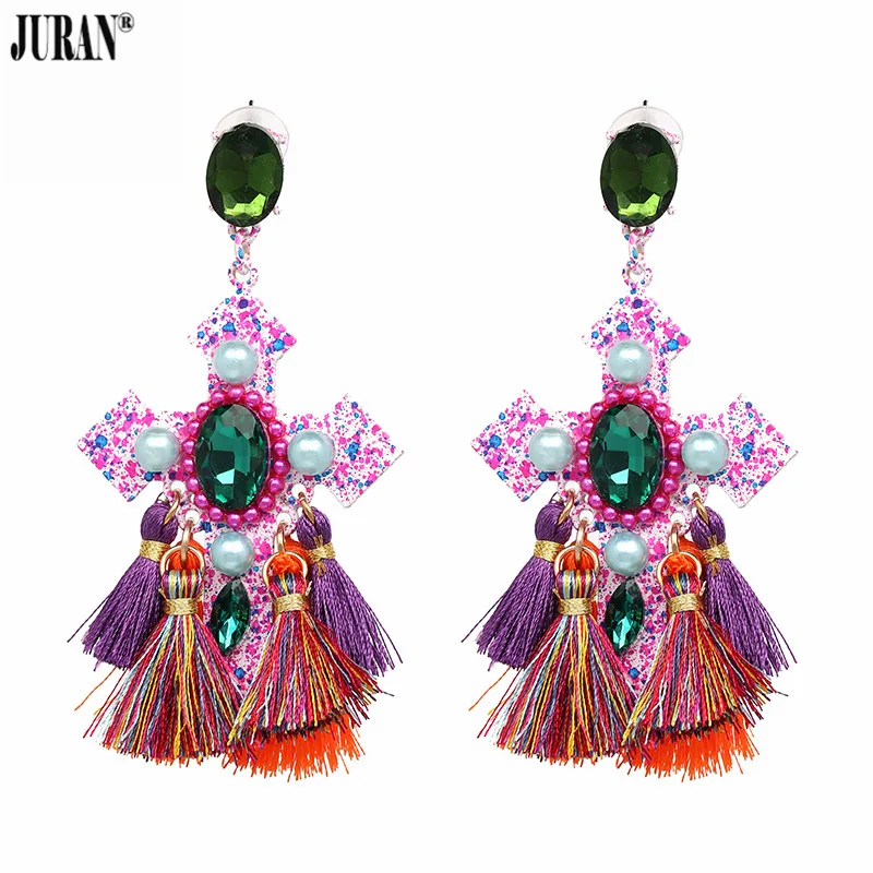 

JURAN New Arrivals Bohemian Tassel Earrings Women Ethnic Handmade Fringed Drop Earrings Statement Brincos Fashion Jewelry