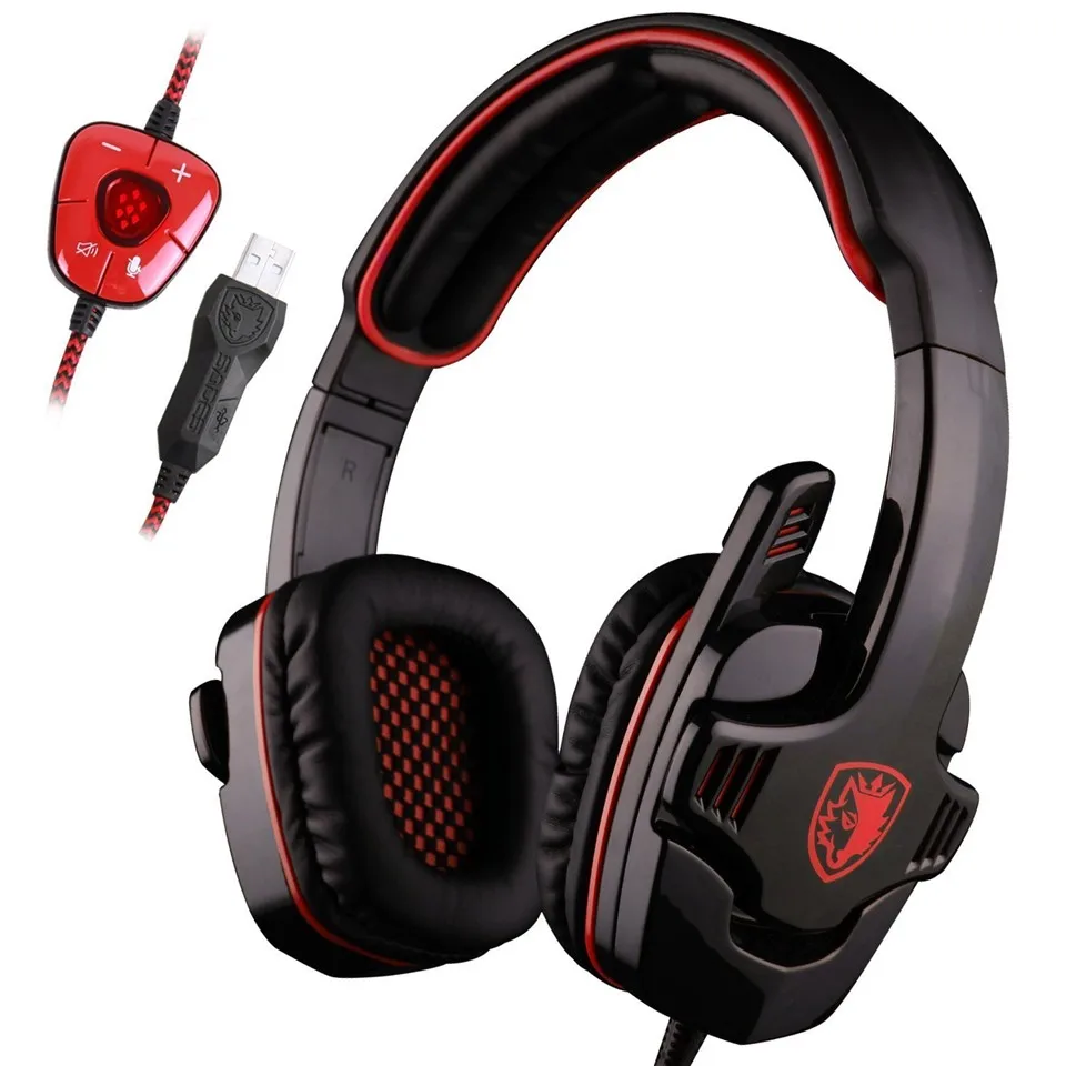 Наушники 7.1 наушники для компьютера Sades SA-901 SA901 игровые наушники 7.1 объемный звук гарнитура с Дистанционного Управления микрофоном шумоподавлением для компьютера пк