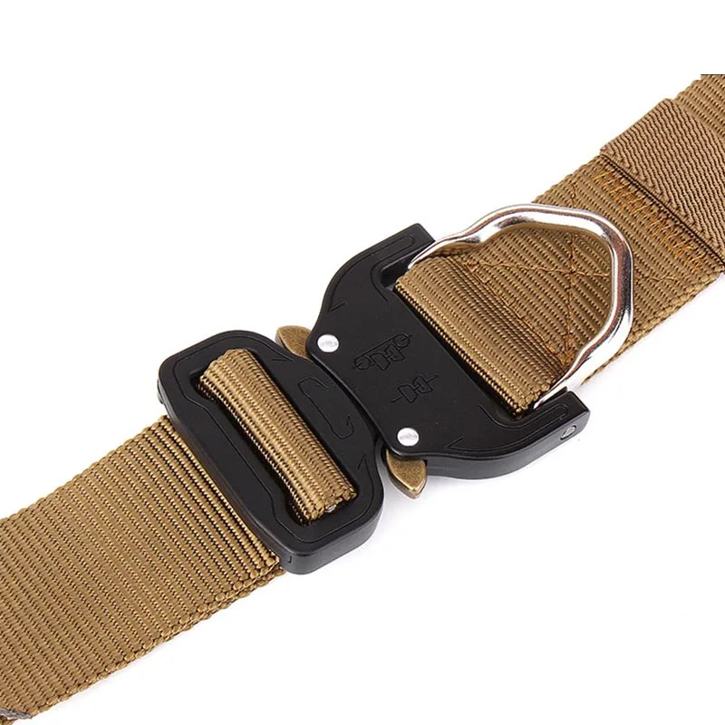 Мужской ремень с металлической пряжкой регулируемый армейский тактический из