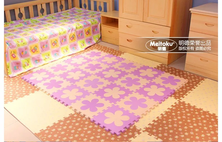 Meitoku Flower baby EVA пена игровой коврик-пазл/10 шт./лот, соединяющийся напольный коврик, каждый 32 см X 32 см X 1 см = 1" X 12" X3/8"