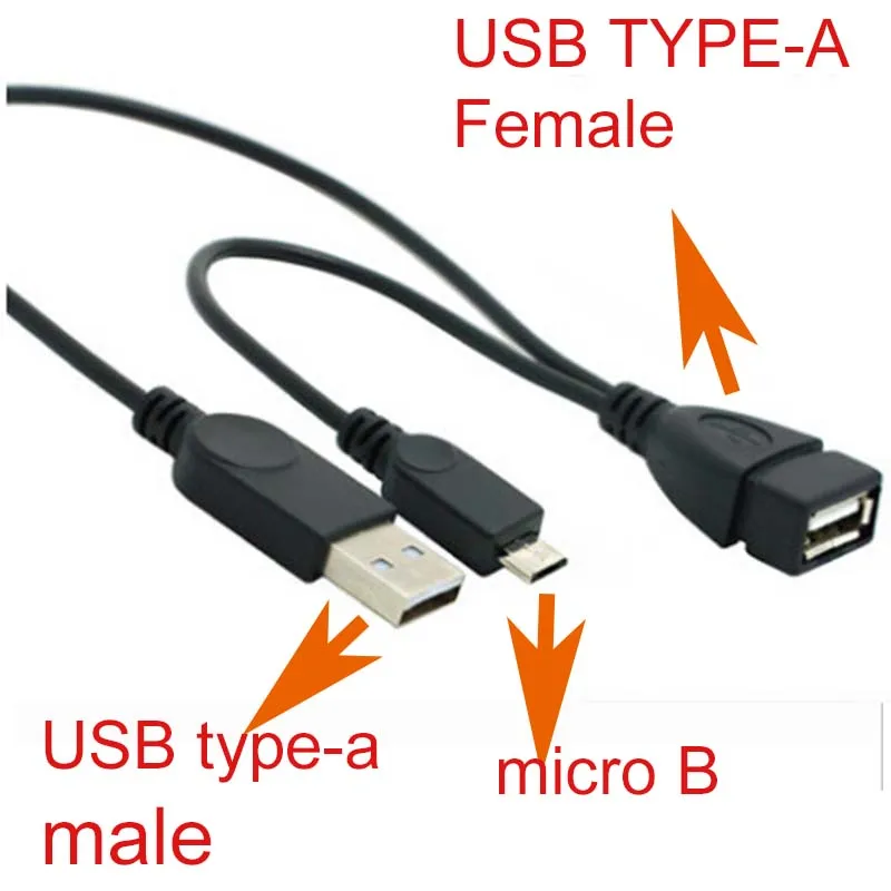 Кабель Micro USB OTG папа + дополнительное питание мама usb для смартфонов и планшетов