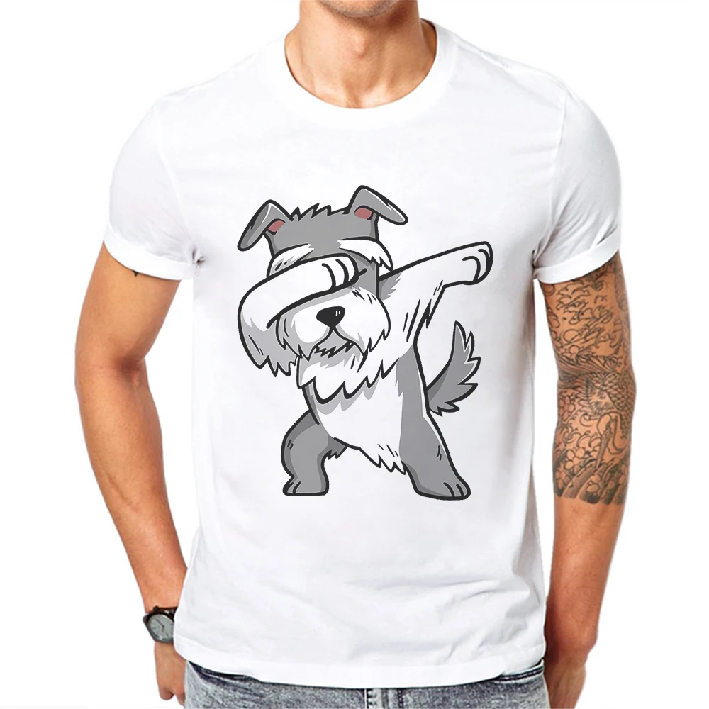 Мужские футболки Schnauzer Dabbing футболка с коротким рукавом в стиле хип хоп забавная